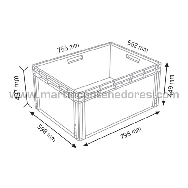 Bac plastique 800x600x449/437 mm