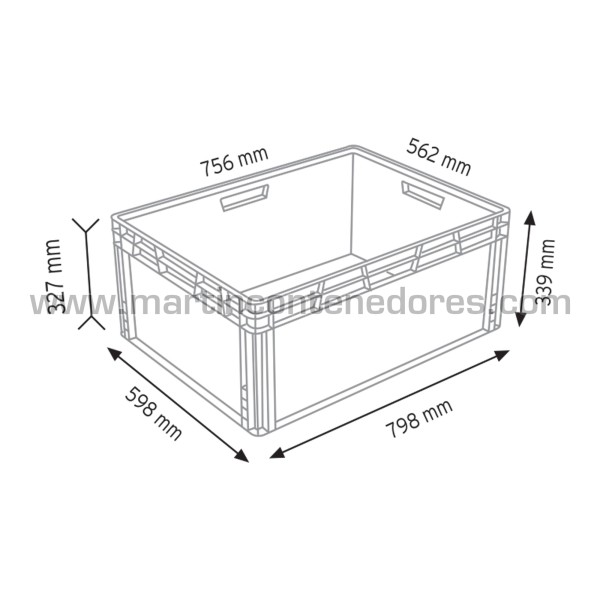 Bac plastique 800x600x340/327 mm