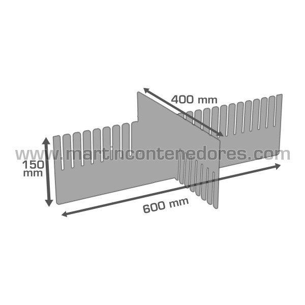 Separador corto 400x150 mm para cajas 600x400 mm