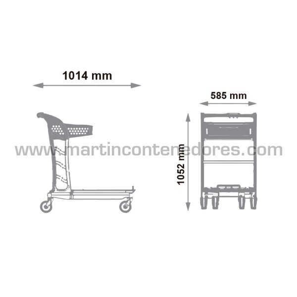 Chariot de picking avec 1 panier 1014x585x1052 mm