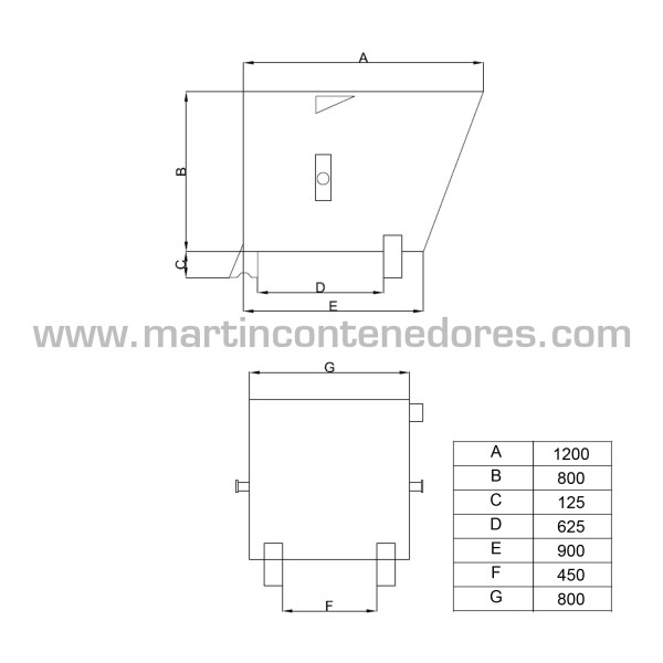 Benne basculante empilable 1200x800x925 mm