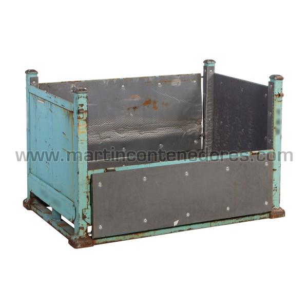 Stacking box steel with 2 flaps 1200x800x760/550 mm