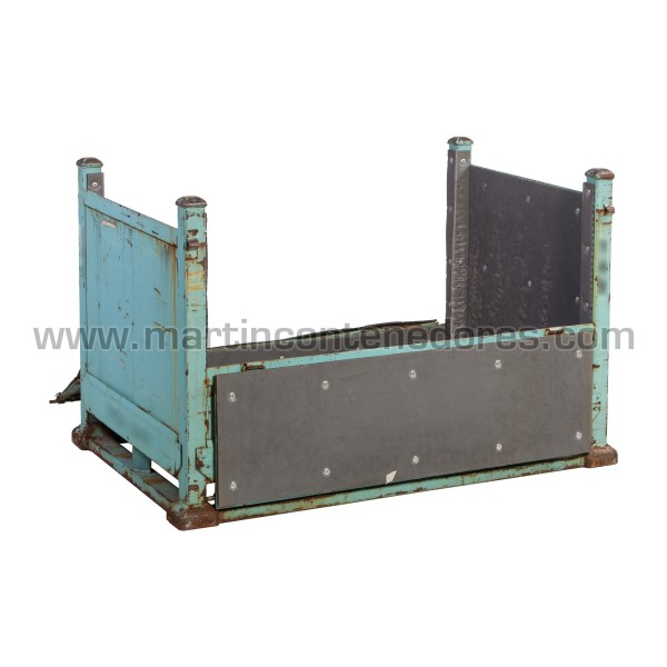 Stacking box steel with 2 flaps 1200x800x760/550 mm