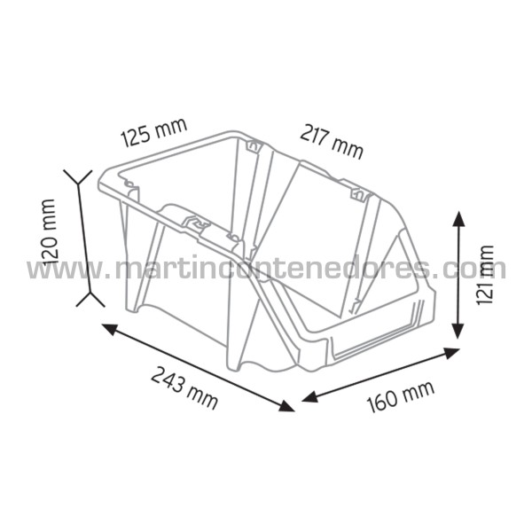 Bac plastique 243x160x121 mm