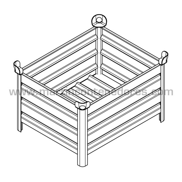 Contenedor metálico 1200x800x600/500 mm