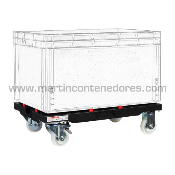 Dolly perforated 600x400 mm with 2 swivel wheels