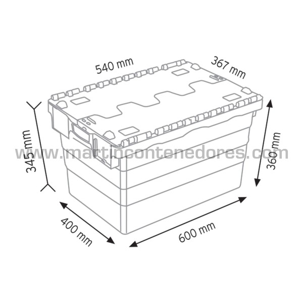 Caja plástica encajable 600x400x360/345 mm