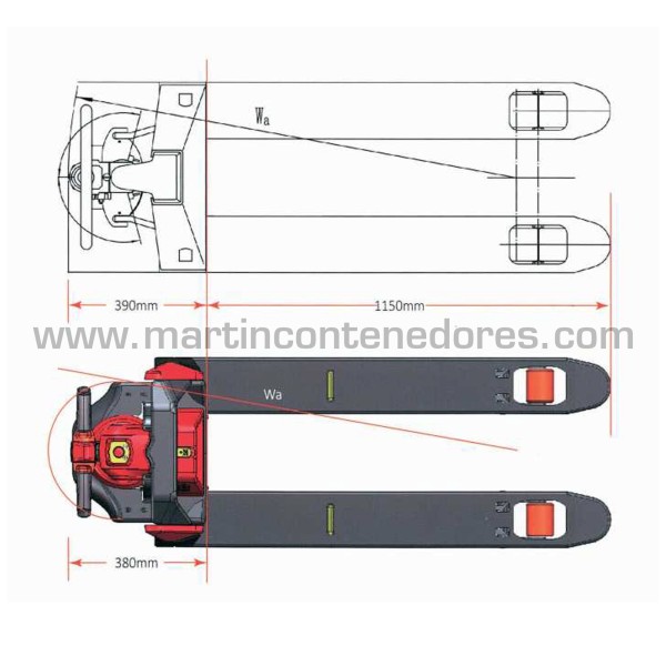 Electric pallet truck 1500 kg with lithium battery