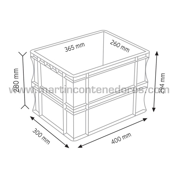 Caisse plastique Euronorm 400x300x294/280 mm