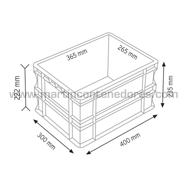 Plastic box 400x300x235/222 mm