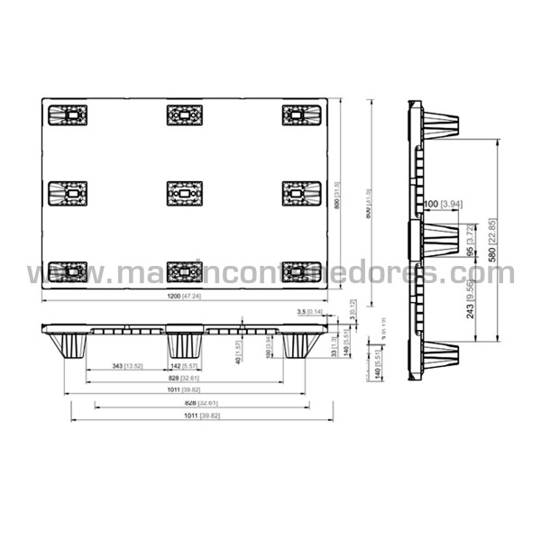 Palette plastique légere emboitable ONE-WAY 1200x800x140 mm