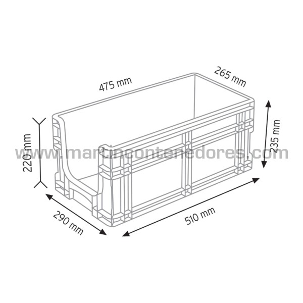 Bac plastique picking 510x290x235/220 mm