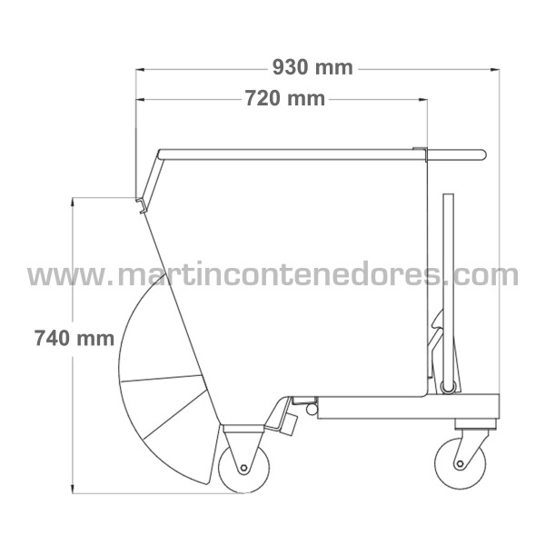 Contenedor basculante con ruedas 280 litros