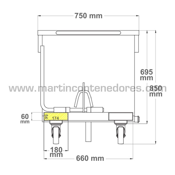 Contenedor basculante con ruedas 280 litros