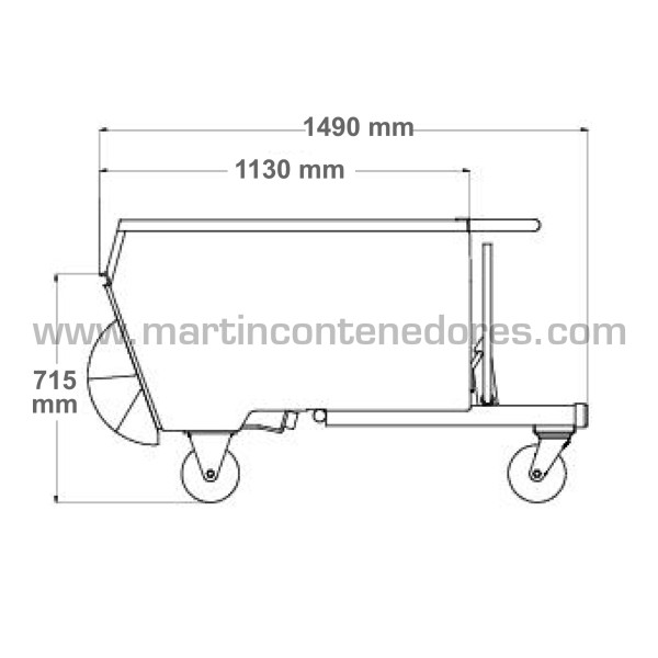 Benne auto-basculante avec roulettes 500 litres