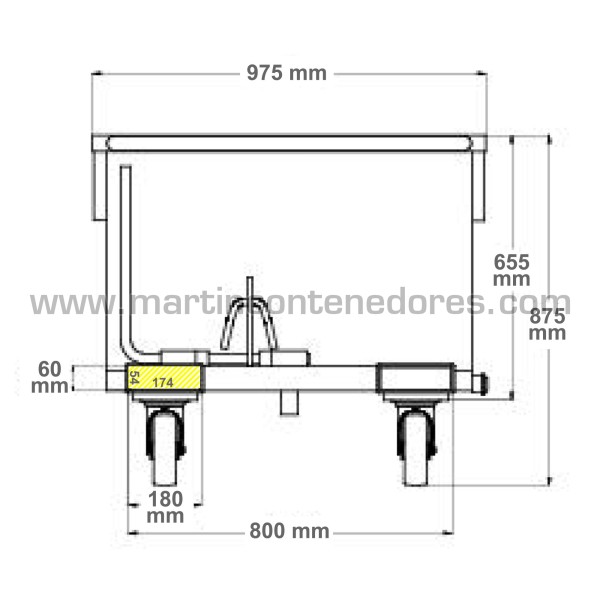 Tilting container with wheels 500 liters