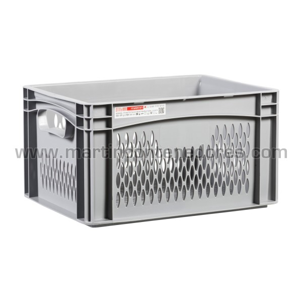 Perforated plastic crate 400x300x220/208 mm