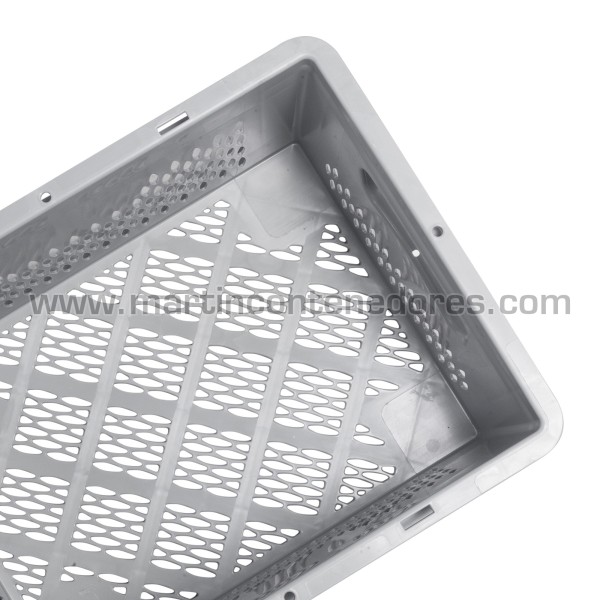 Perforated plastic crate 400x300x220/208 mm