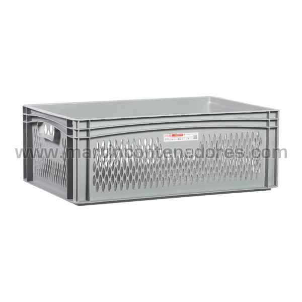 Perforated plastic crate 600x400x220/205 mm