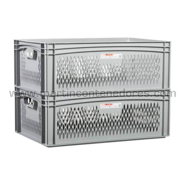 Perforated plastic crate 600x400x220/205 mm