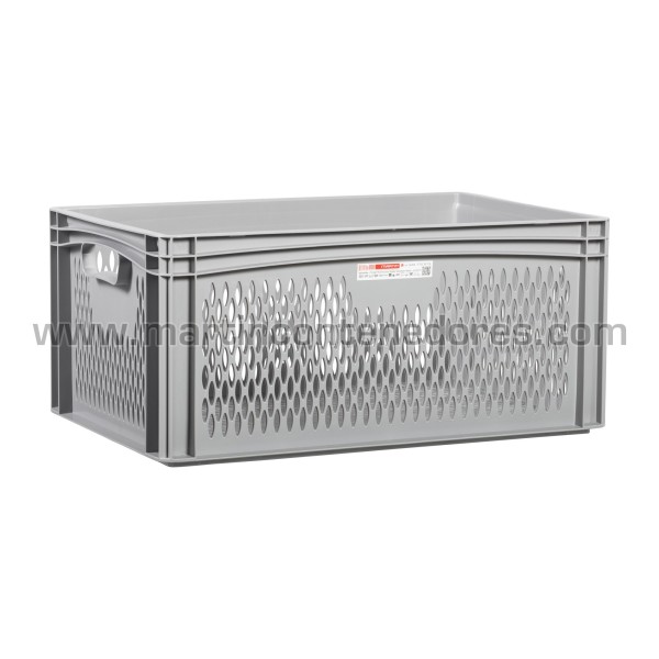 Perforated plastic crate 600x400x270/255 mm