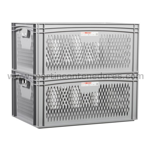 Perforated plastic crate 600x400x270/255 mm