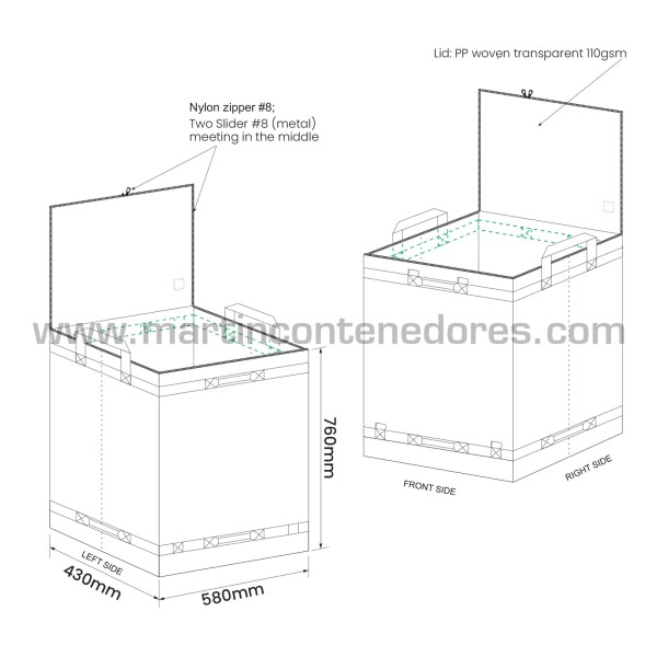 Saco dobrável impermeável 580x430x760 mm