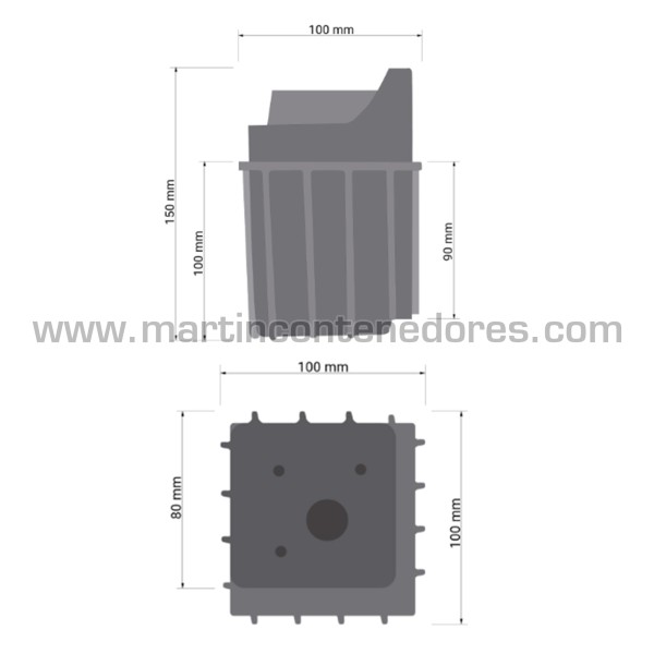 Pie para contenedor plástico 800x600 mm