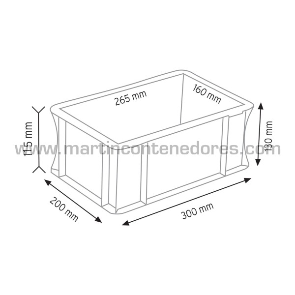 Caja plástica Euro-norma 300x200x130/115 mm