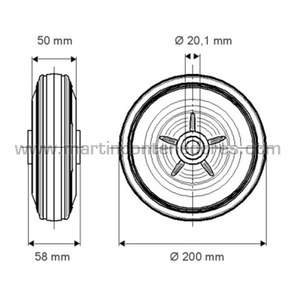 Swivel wheel with brake PVO 200 mm