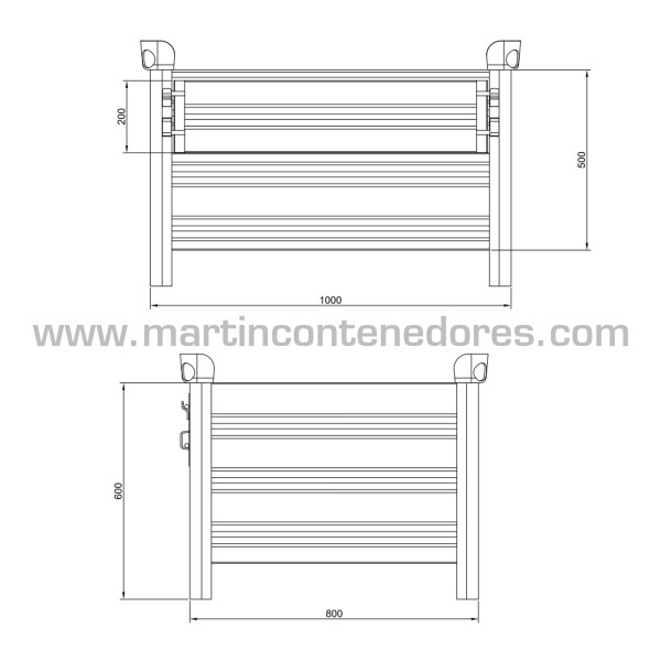 Contenedor de chapa 1000x800x600/500 mm