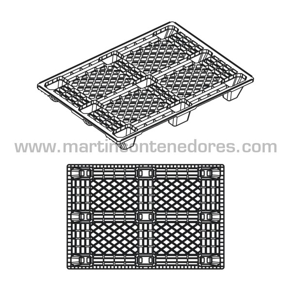 Perforated nestable ONE-WAY plastic pallet 1200x800x133 mm