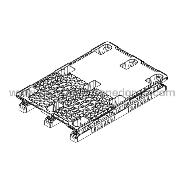 Palete plástico perfurado 1200x800x157 mm 3 patins