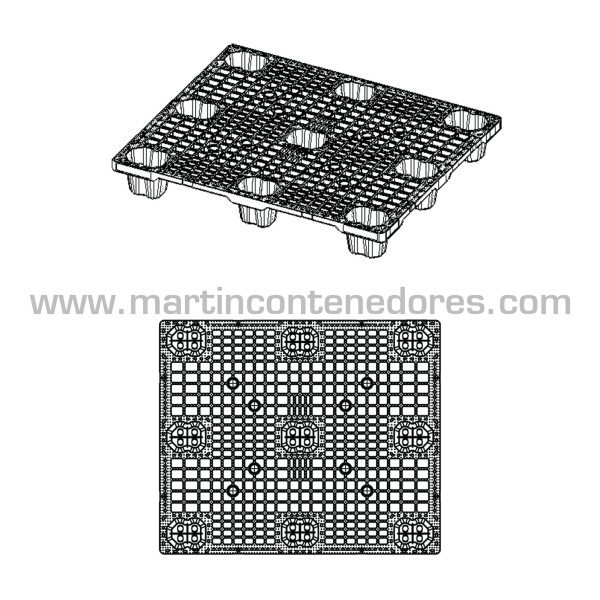 Palet plástico ranurado encajable 1200x1000x152 mm