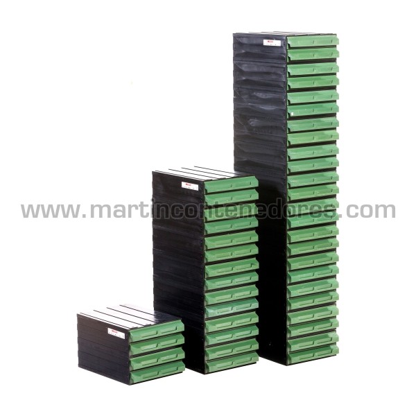 Assembleable plastic chest of drawers 341x240x100 mm with 2 drawers