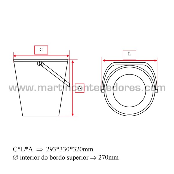 Cubo plástico encajable 15 litros con asa