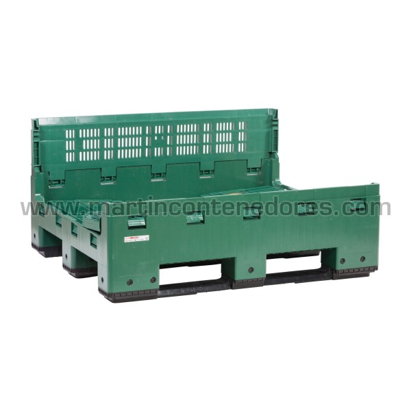 Stacking perforated plastic box 1200x1000x600/390 mm 3 runners