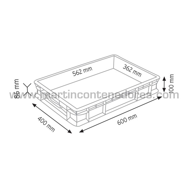 Euronorm plastic box 600x400x100/86 mm