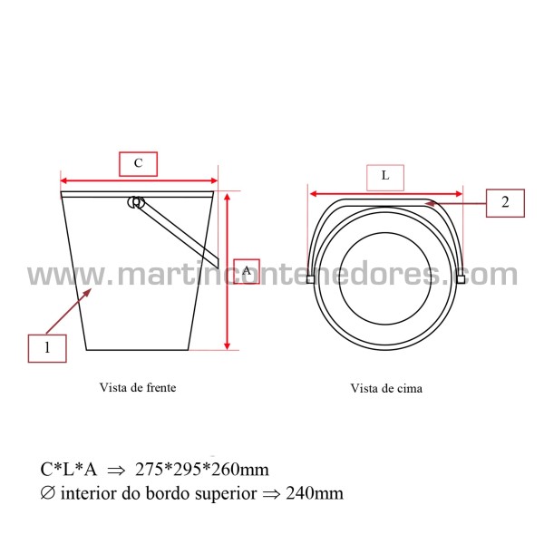 Plastic bucket 10 liters with handle