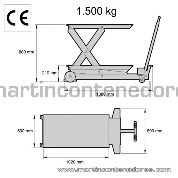 Table élévatrice capacité de charge 1500 kg