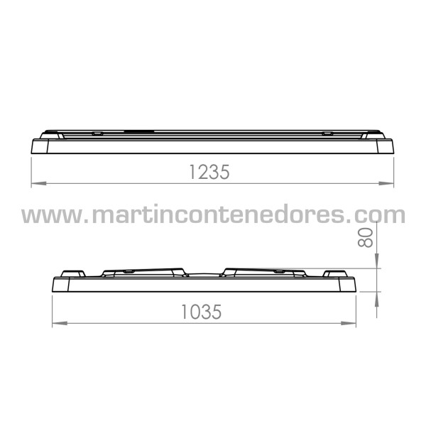 Tampa plástica 1210x1010x80 mm para contentor DOLAV