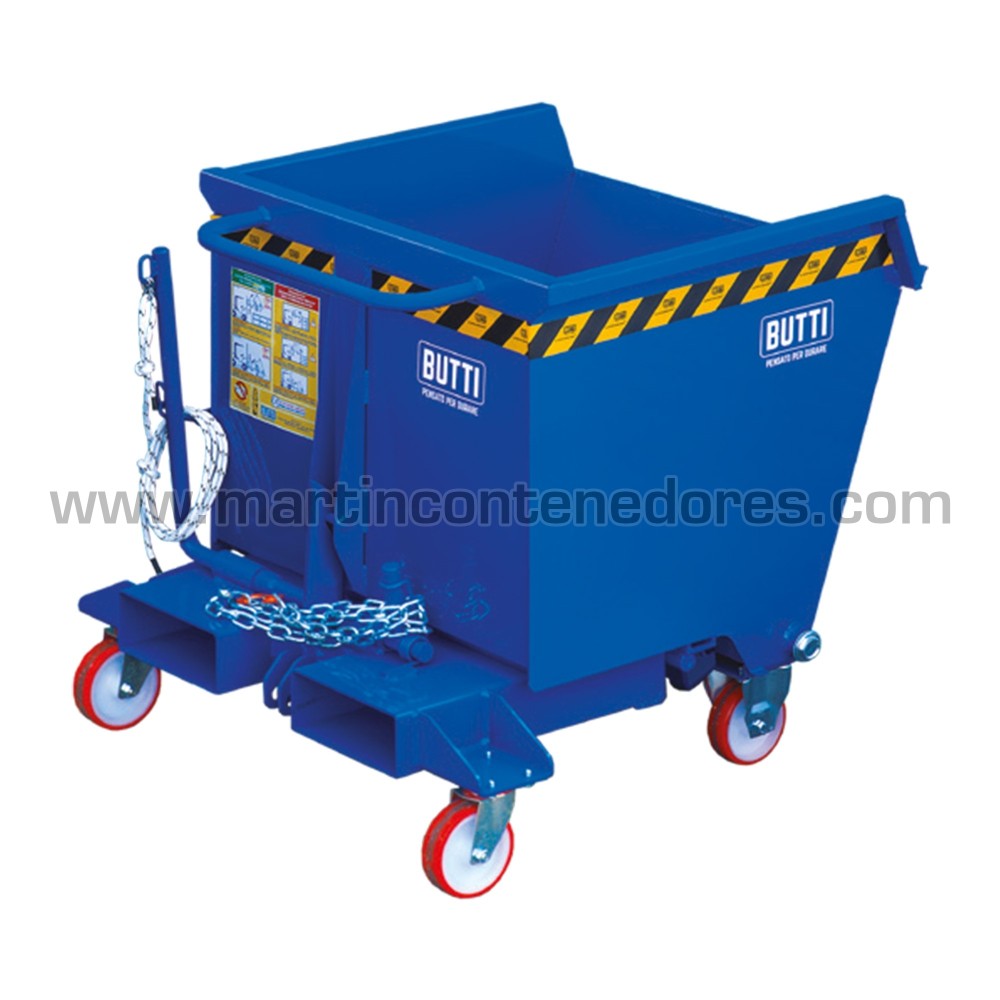 Tilting container with wheels 280 liters with external wheels