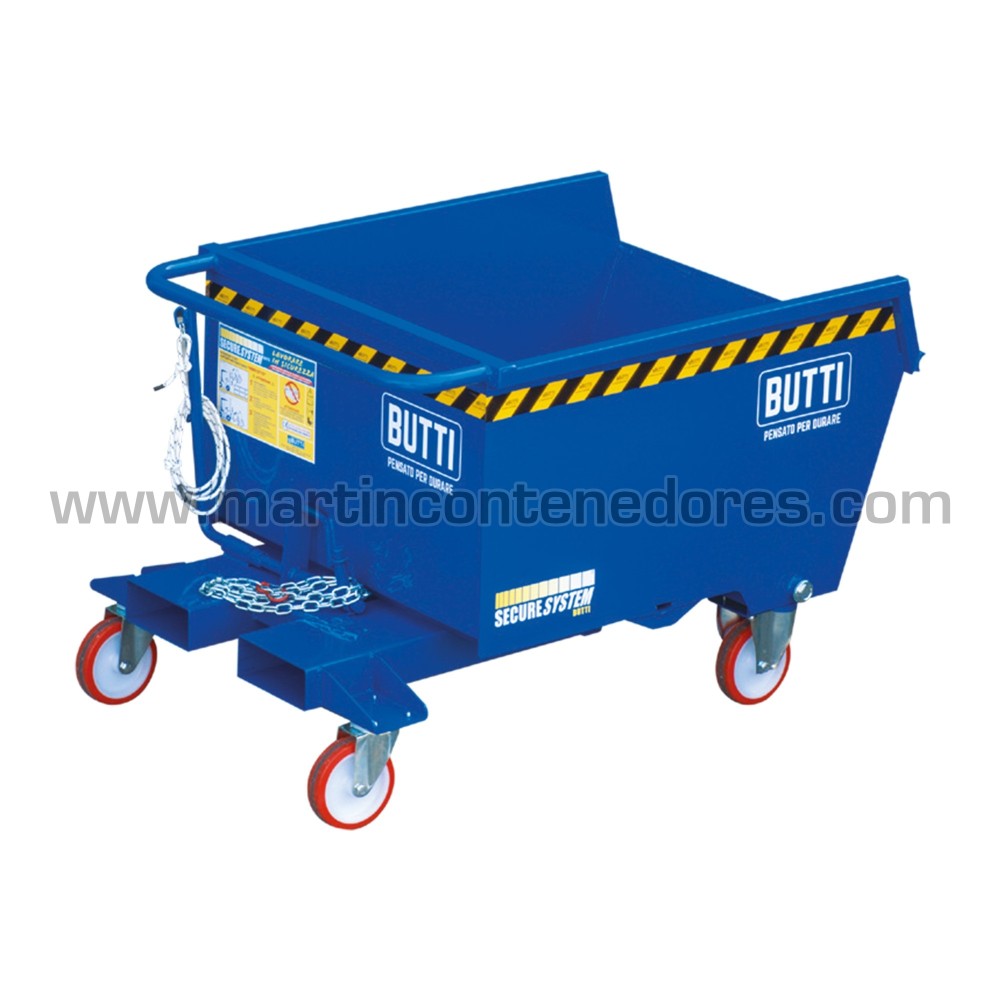 Tilting container with wheels 500 liters with external wheels