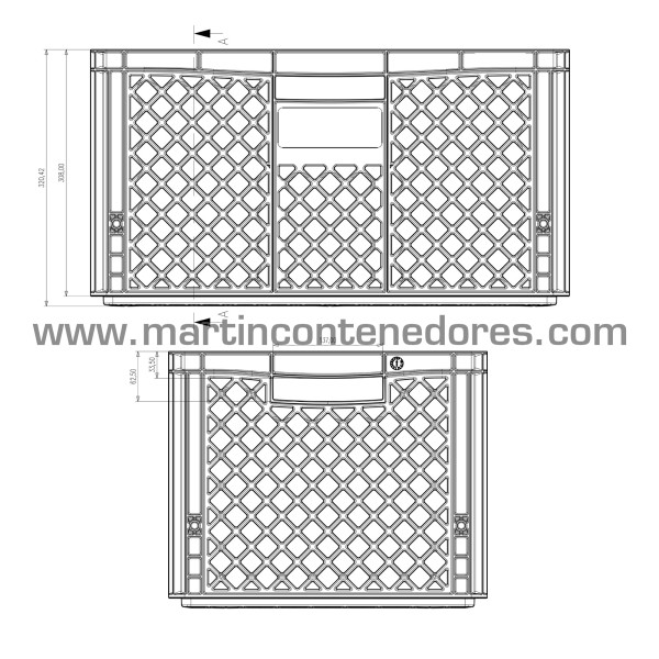 Bac plastique ajourée 600x400x320/305 mm