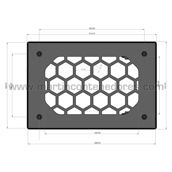 Base rodante 615x415x165 mm con 4 ruedas giratorias