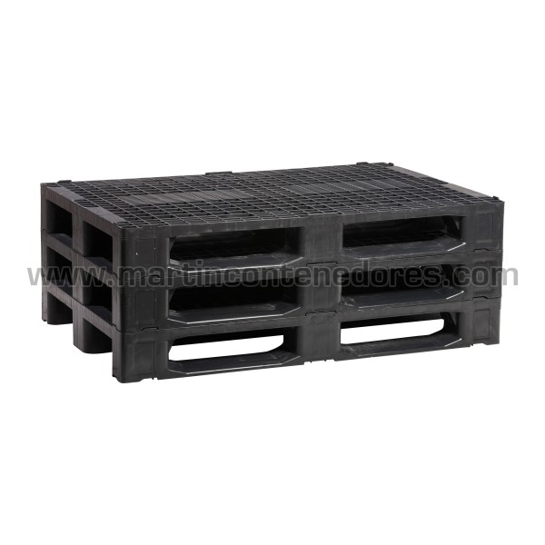 Perforated plastic pallet 1200x800x140 mm 3 runners