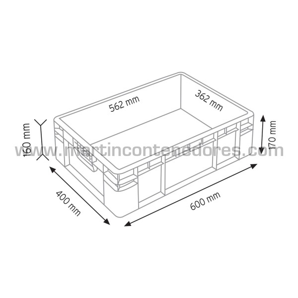 Plastic box 600x400x170/160 mm