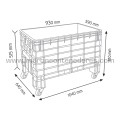 Caisse-palette plastique avec roulettes 1040x640x670/515 mm