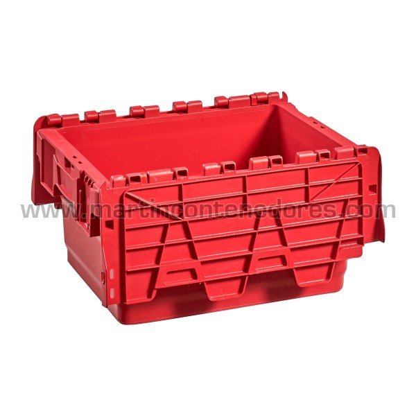 Box plastic nestable with lid 400x300x200/180 mm