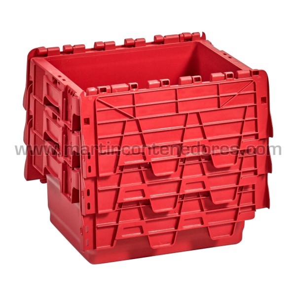 Box plastic nestable with lid 400x300x200/180 mm